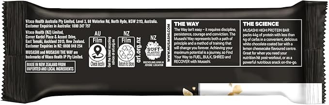 Musashi Protein Bar – 45g Protein, Low carb, Protein Snack - White chocolate Lemon Cheesecake 12 pack - Image 5