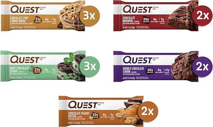 Quest Nutrition Protein Bar, Chocolate Lovers Variety Pack, 5 Flavors, High Protein Bars, Low Carb Bars, Gluten Free, Soy Free, 2.1 oz Bar, 12 Count - Image 2