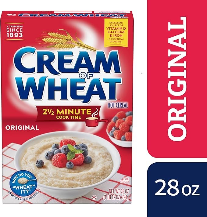 Cream of Wheat Stove Top Hot Cereal, Original, 2 1/2 Minute Cook Time, 28 Ounce (Pack of 12)